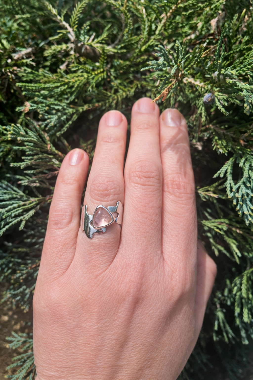 Rose Quartz Ring in Sterling Silver | Handmade Statement Ring | Pink Stone Ring | Unique Gift for Her