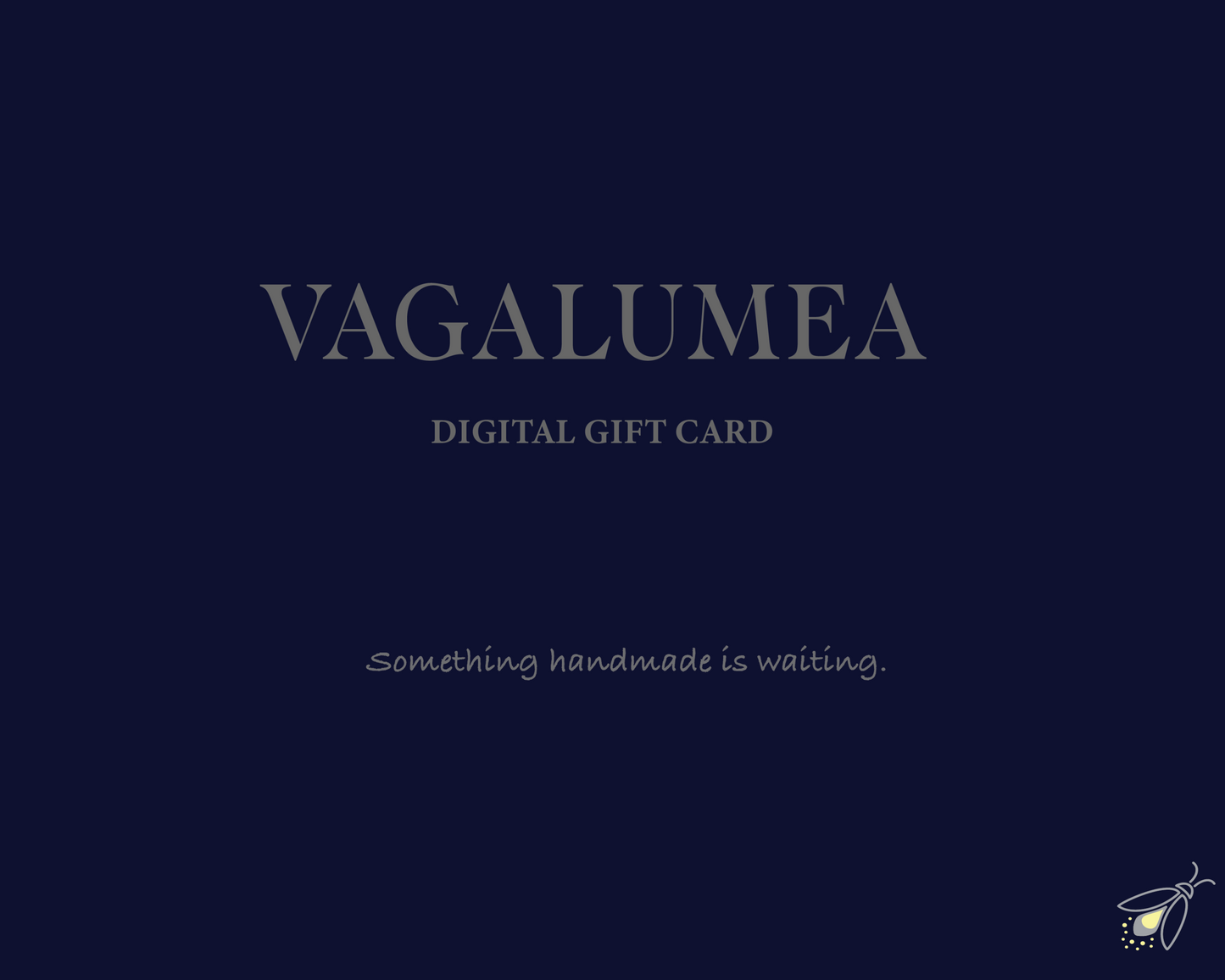 Vagalumea digital gift card with a dark blue background
