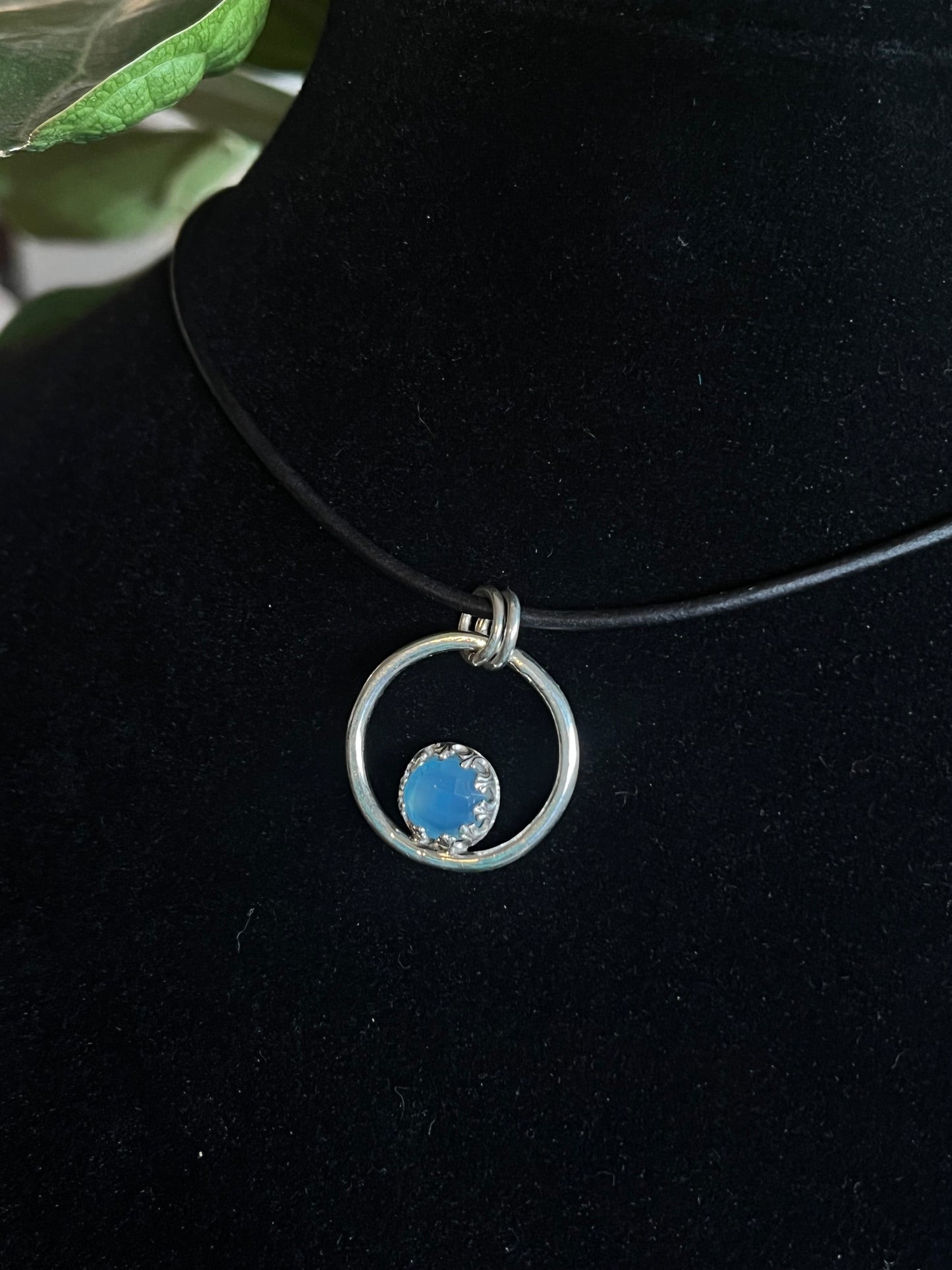 Neptune Orbit Pendant — Blue Chalcedony + Sterling Silver