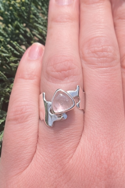 Rose Quartz Ring in Sterling Silver | Handmade Statement Ring | Pink Stone Ring | Unique Gift for Her
