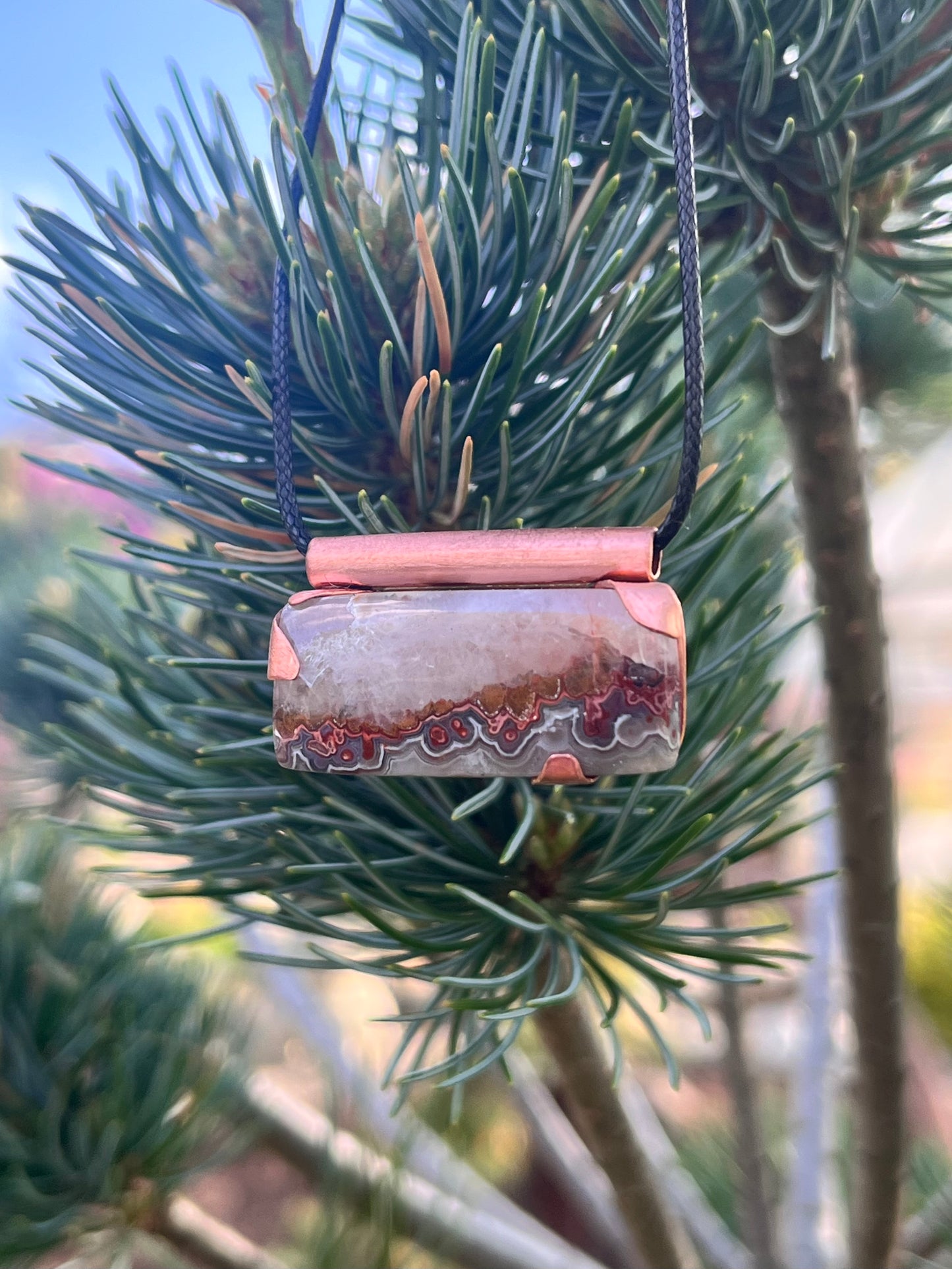 Canyon Floor Pendant — Crazy Lace Agate Copper Necklace