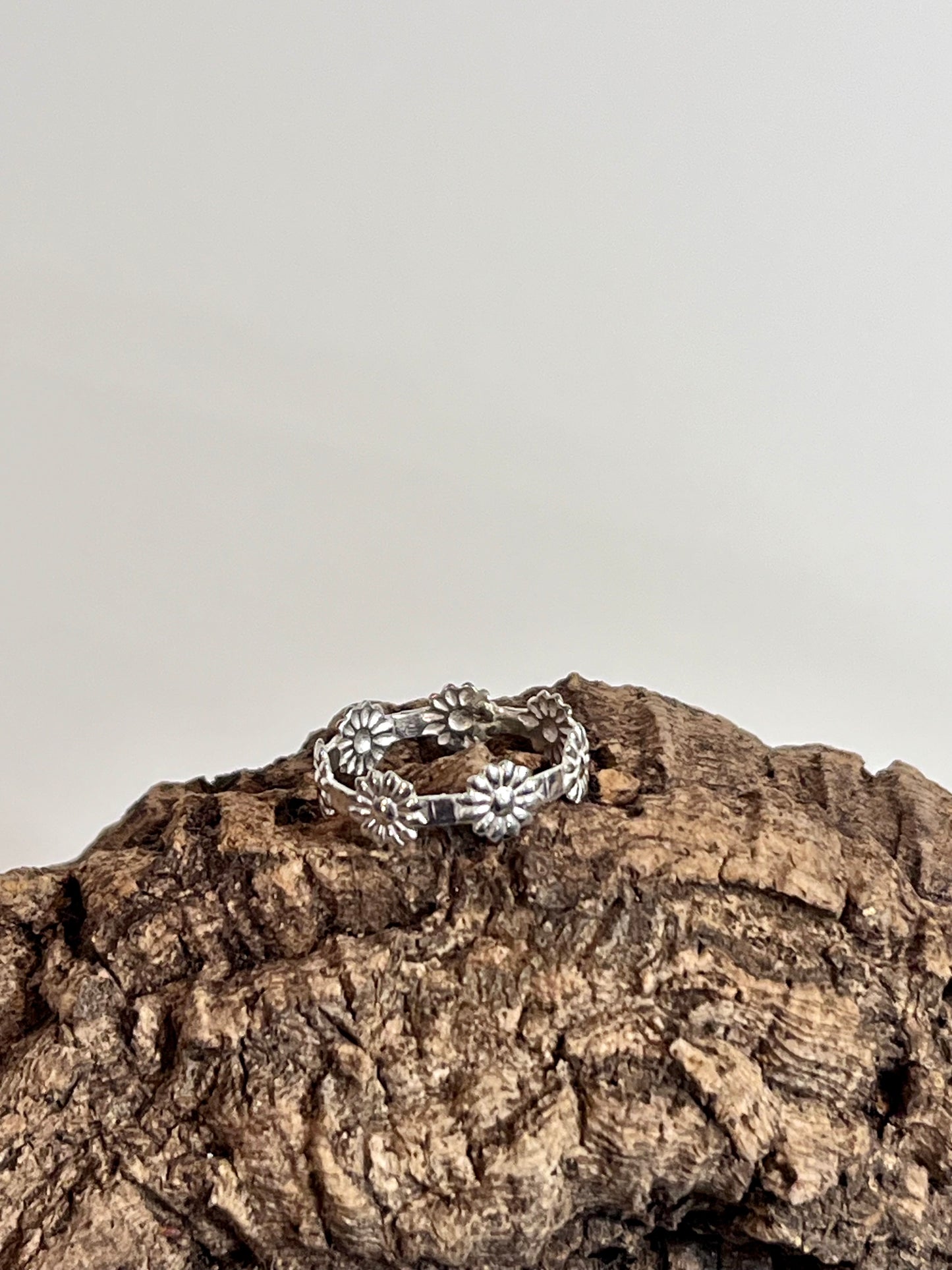 Silver Daisy Stacker Ring - Bold Bloom