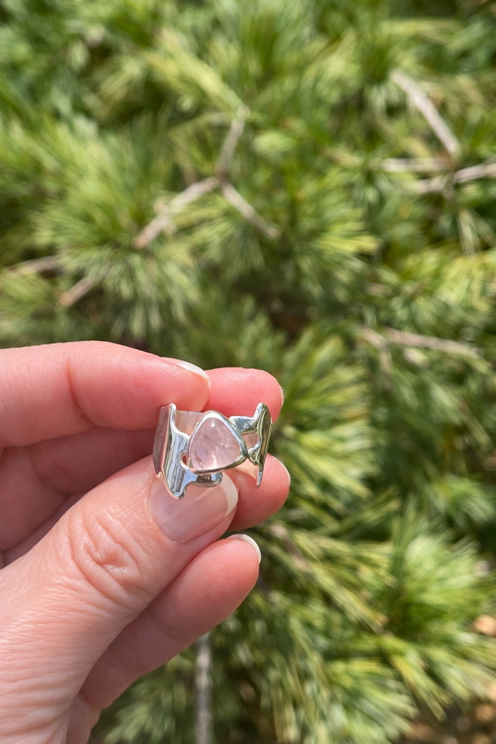 Rose Quartz Ring in Sterling Silver | Handmade Statement Ring | Pink Stone Ring | Unique Gift for Her