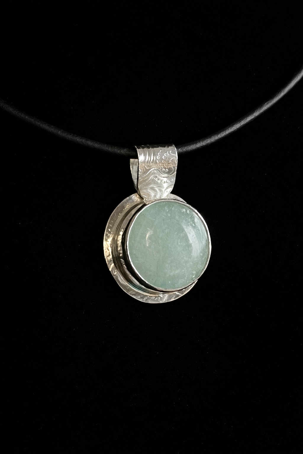 Luna Pendant — Handmade Sterling Silver Aventurine, One of a Kind