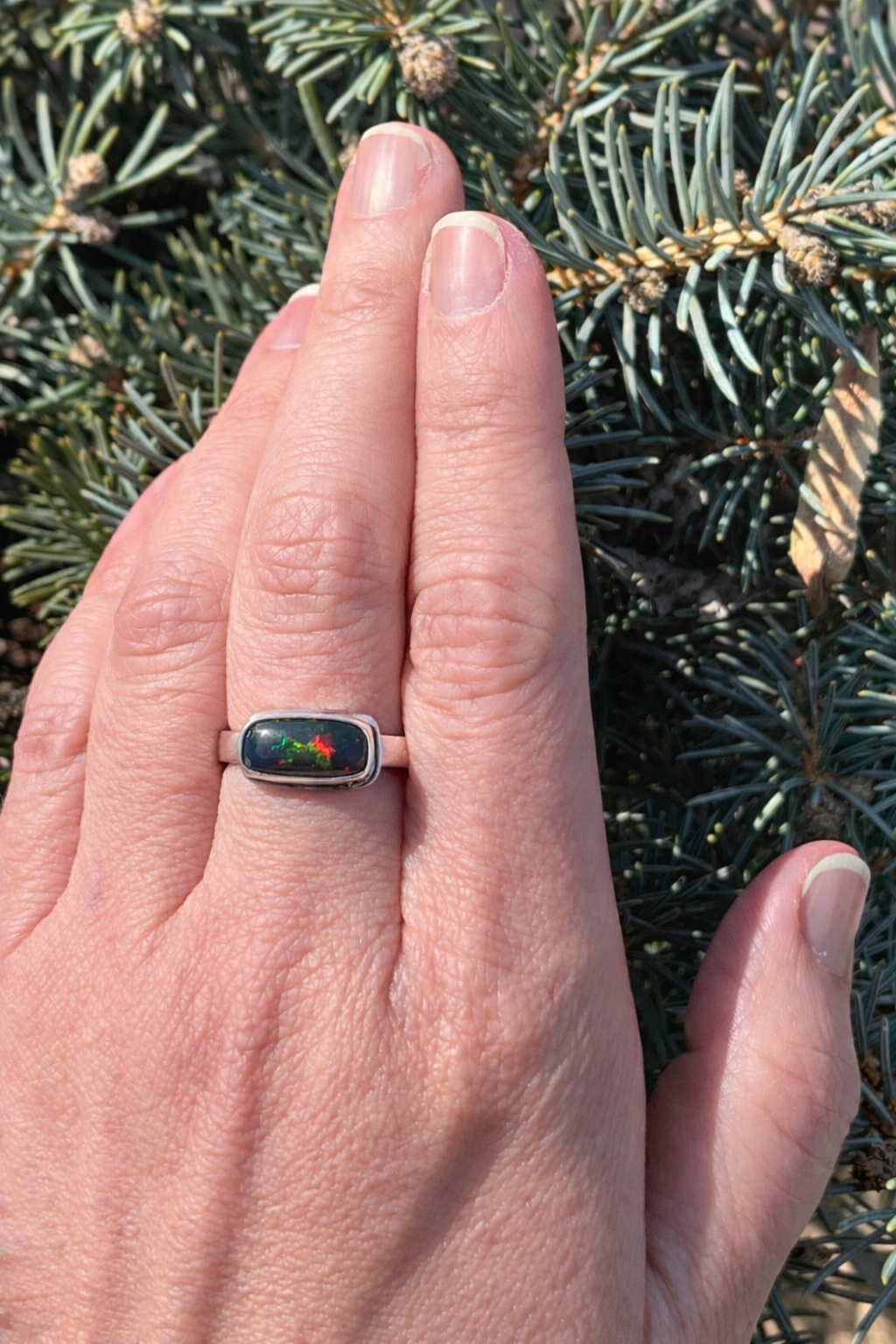 Smoked Welo Opal Ring in Sterling Silver | Handmade Statement Ring | Fire Opal Ring | Unique Gift for Her