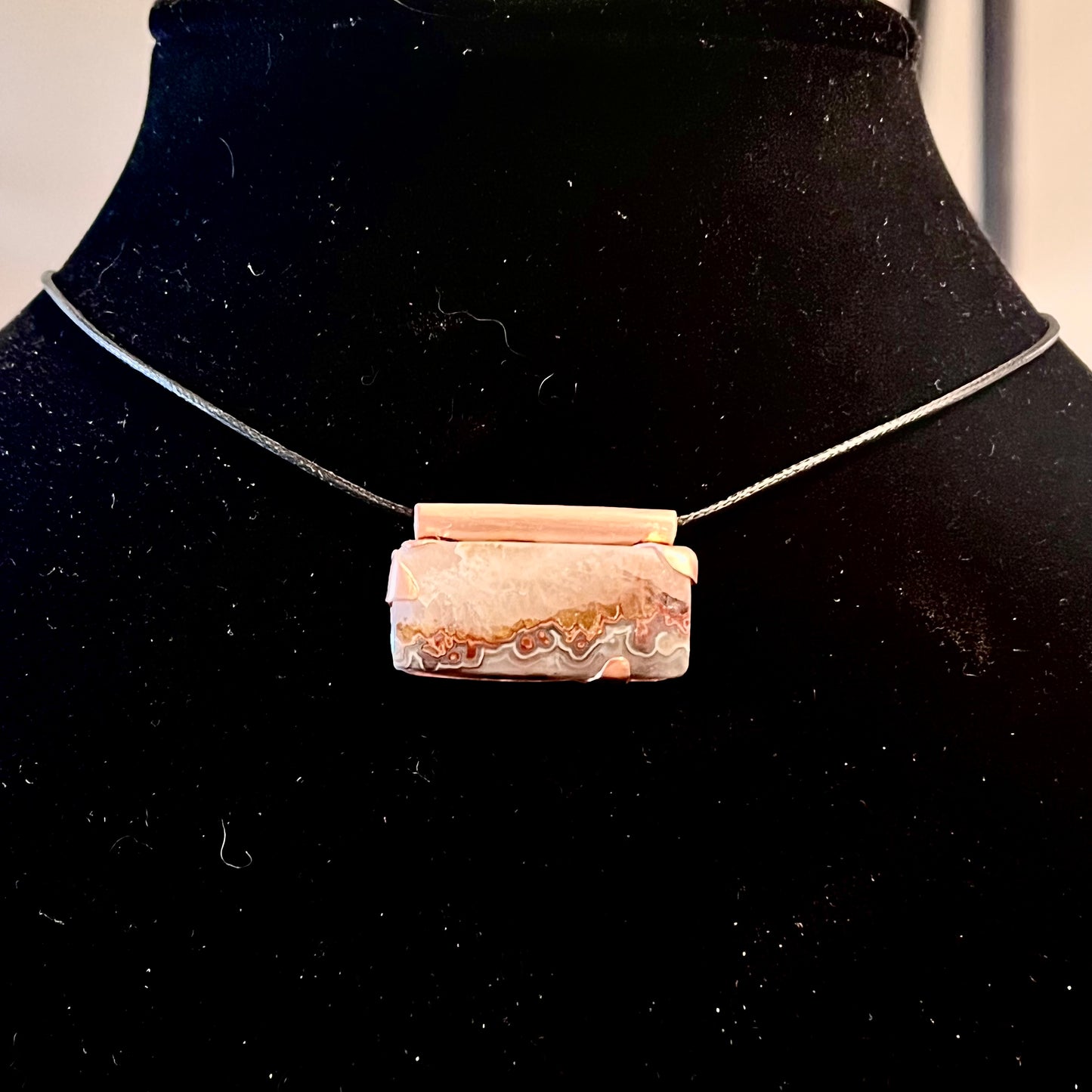 Canyon Floor Pendant — Crazy Lace Agate Copper Necklace