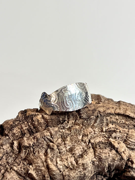 Textured Armor Sterling Silver Statement Band