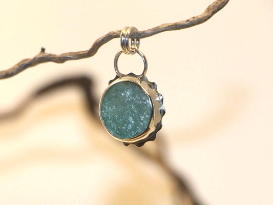 Aventurine Handmade Sun Pendant, Sterling Silver,  One of a Kind