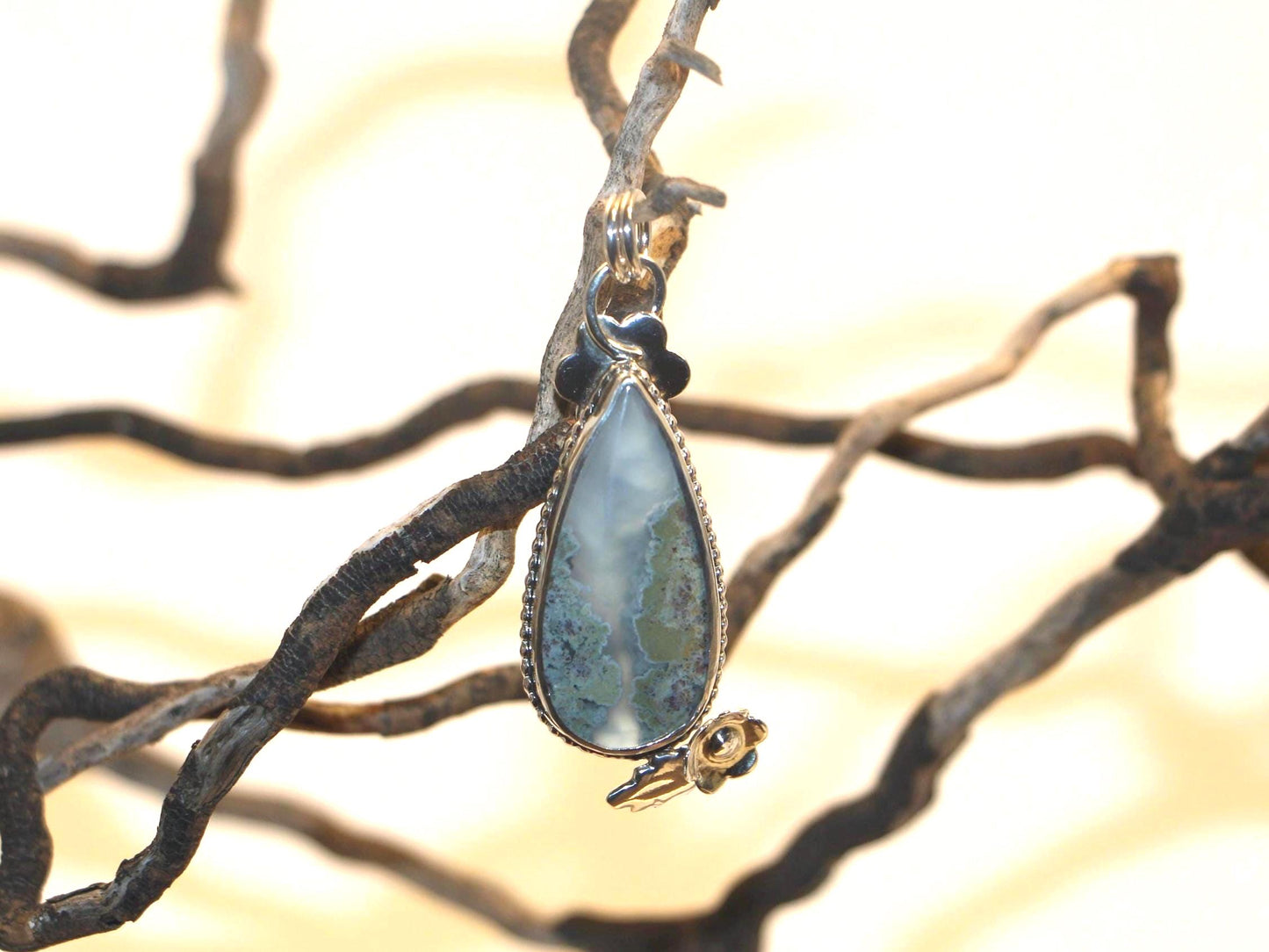 Moss Agate, Sterling Silver, Handmade Pendant (Matching Earrings and Ring Available)