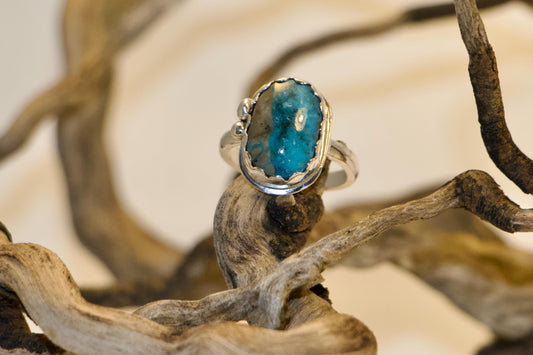 Handmade Turquoise Sterling Silver Ring, Size 8
