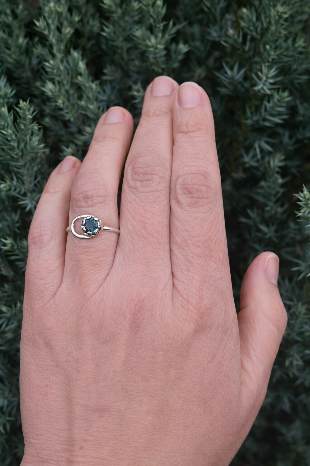 Blue Moon Cradle Ring — London Blue Topaz + Sterling Silver