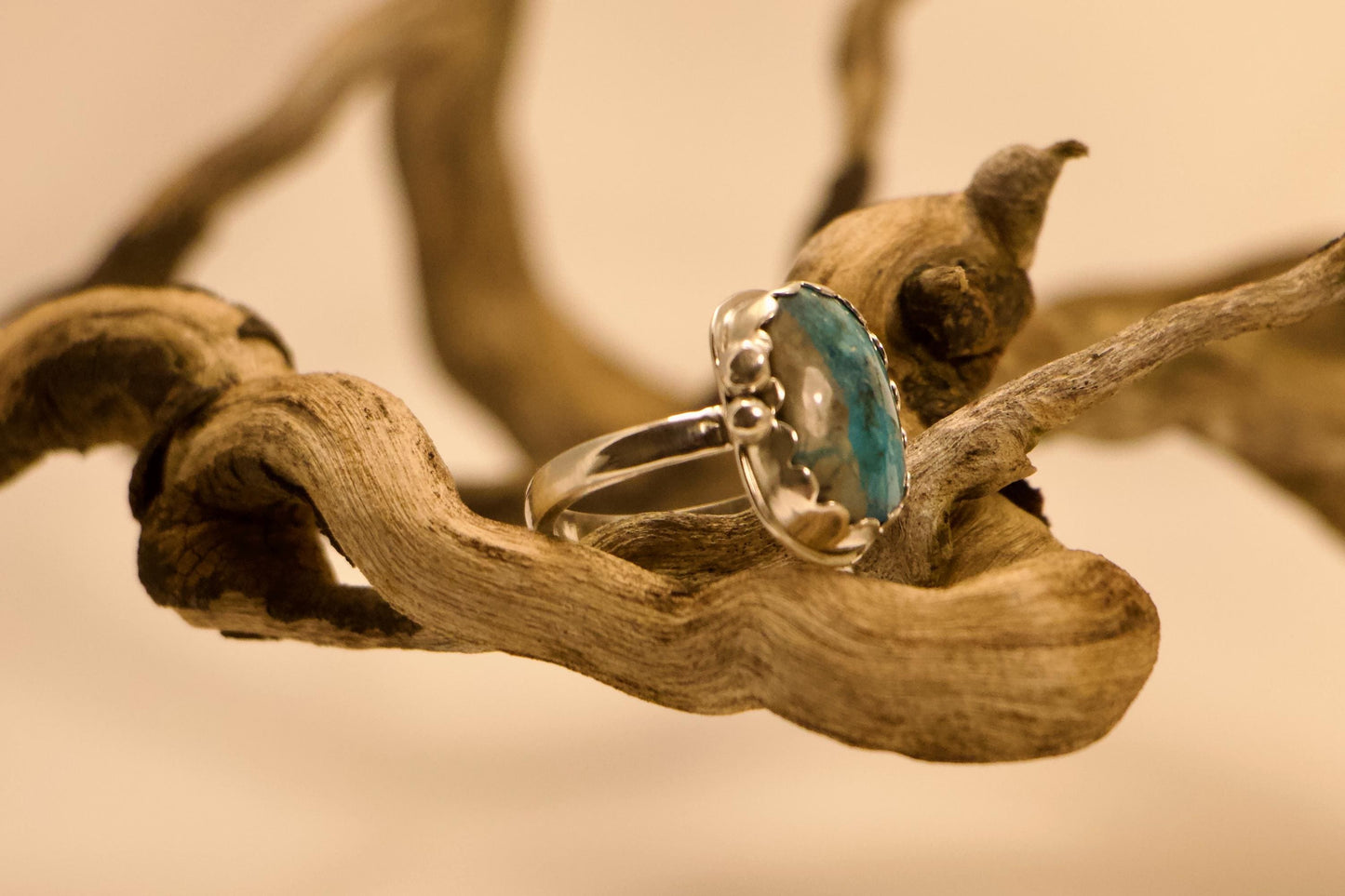 Handmade Turquoise Sterling Silver Ring, Size 8