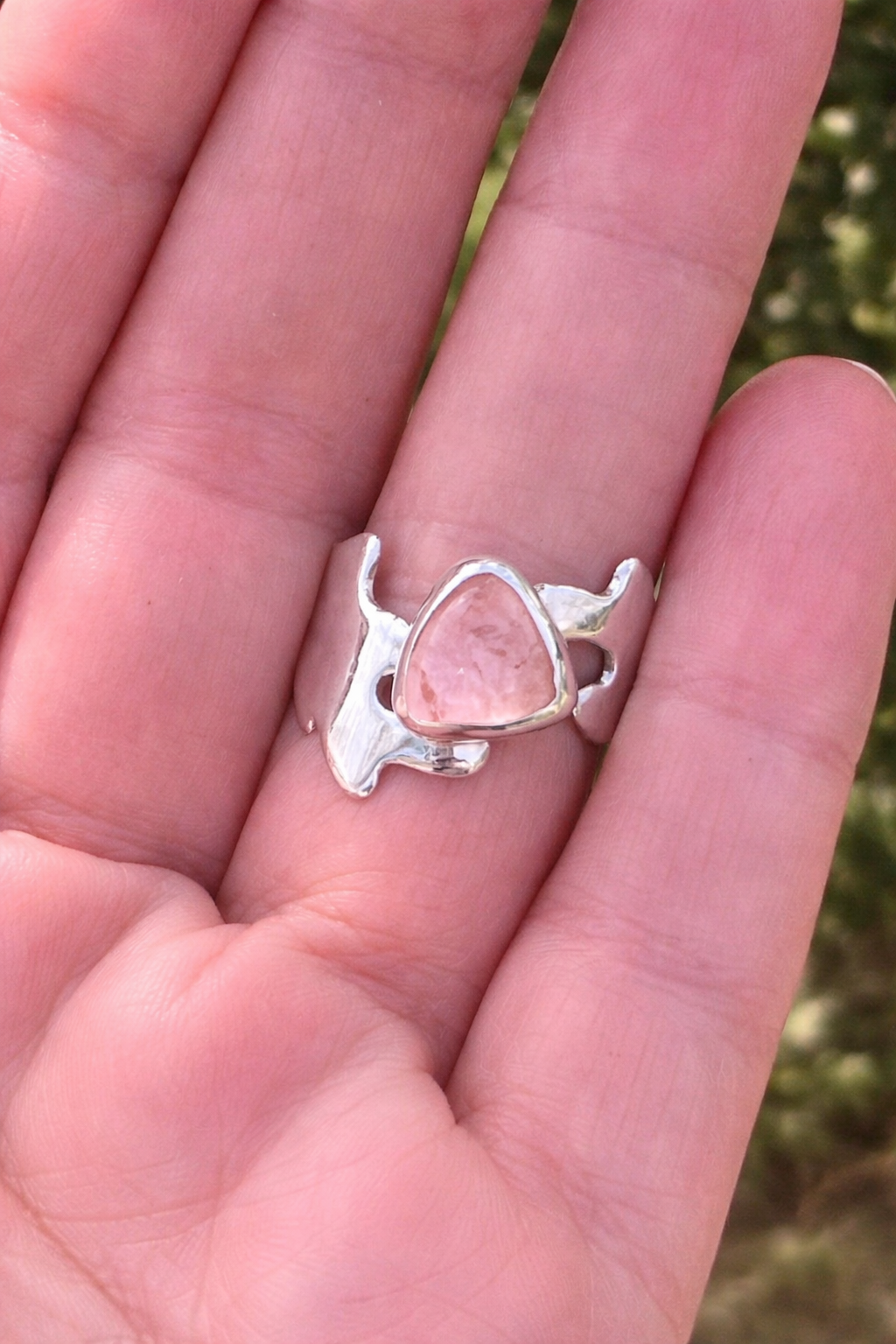 Rose Quartz Ring in Sterling Silver | Handmade Statement Ring | Pink Stone Ring | Unique Gift for Her