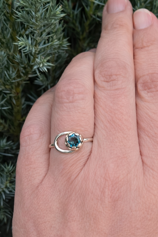 Blue Moon Cradle Ring — London Blue Topaz + Sterling Silver