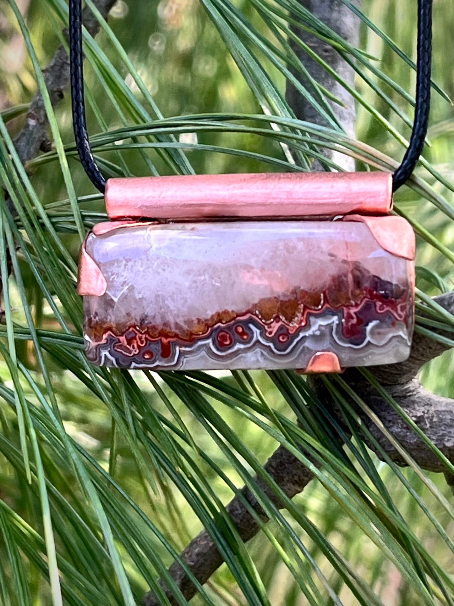 Canyon Floor Pendant — Crazy Lace Agate Copper Necklace
