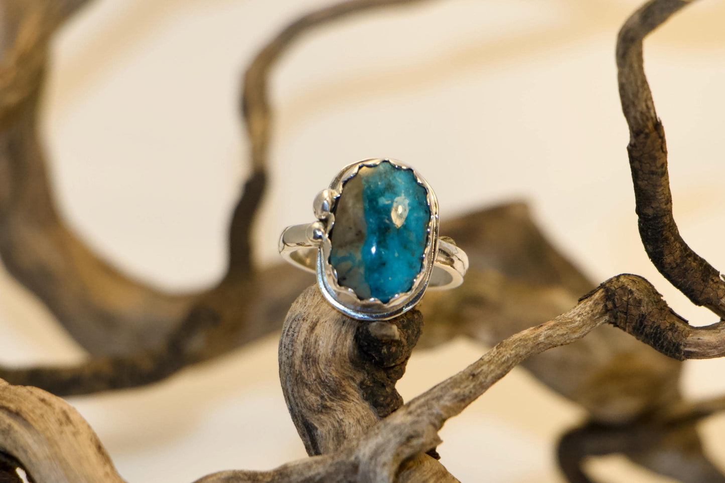 Handmade Turquoise Sterling Silver Ring, Size 8