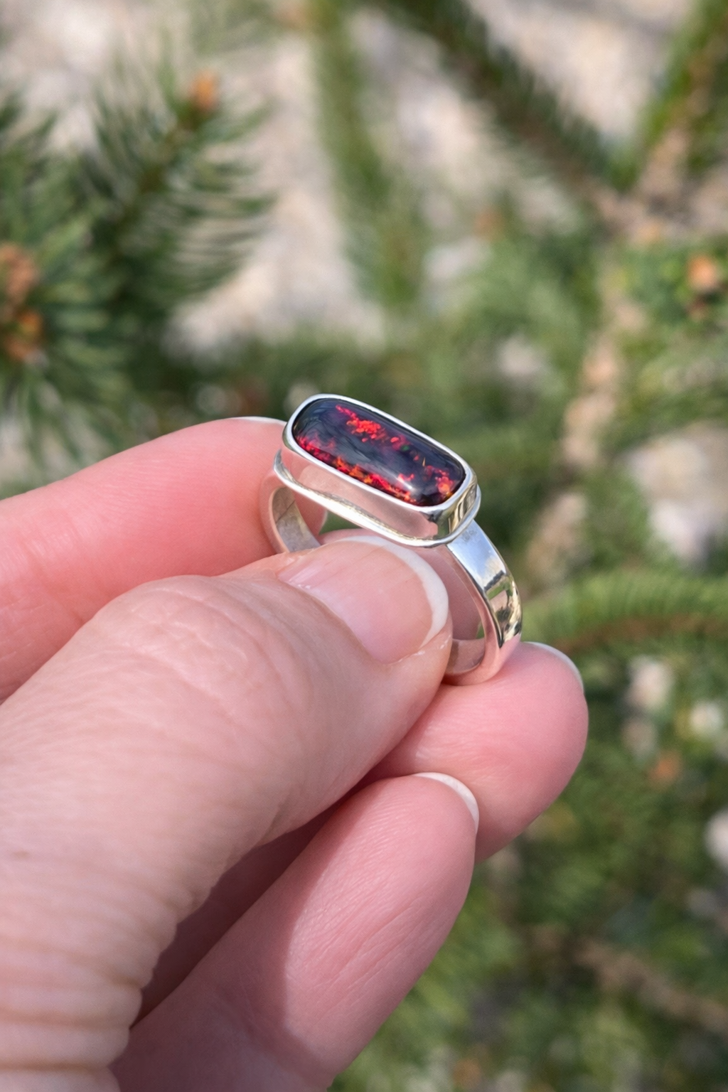 Smoked Welo Opal Ring in Sterling Silver | Handmade Statement Ring | Fire Opal Ring | Unique Gift for Her