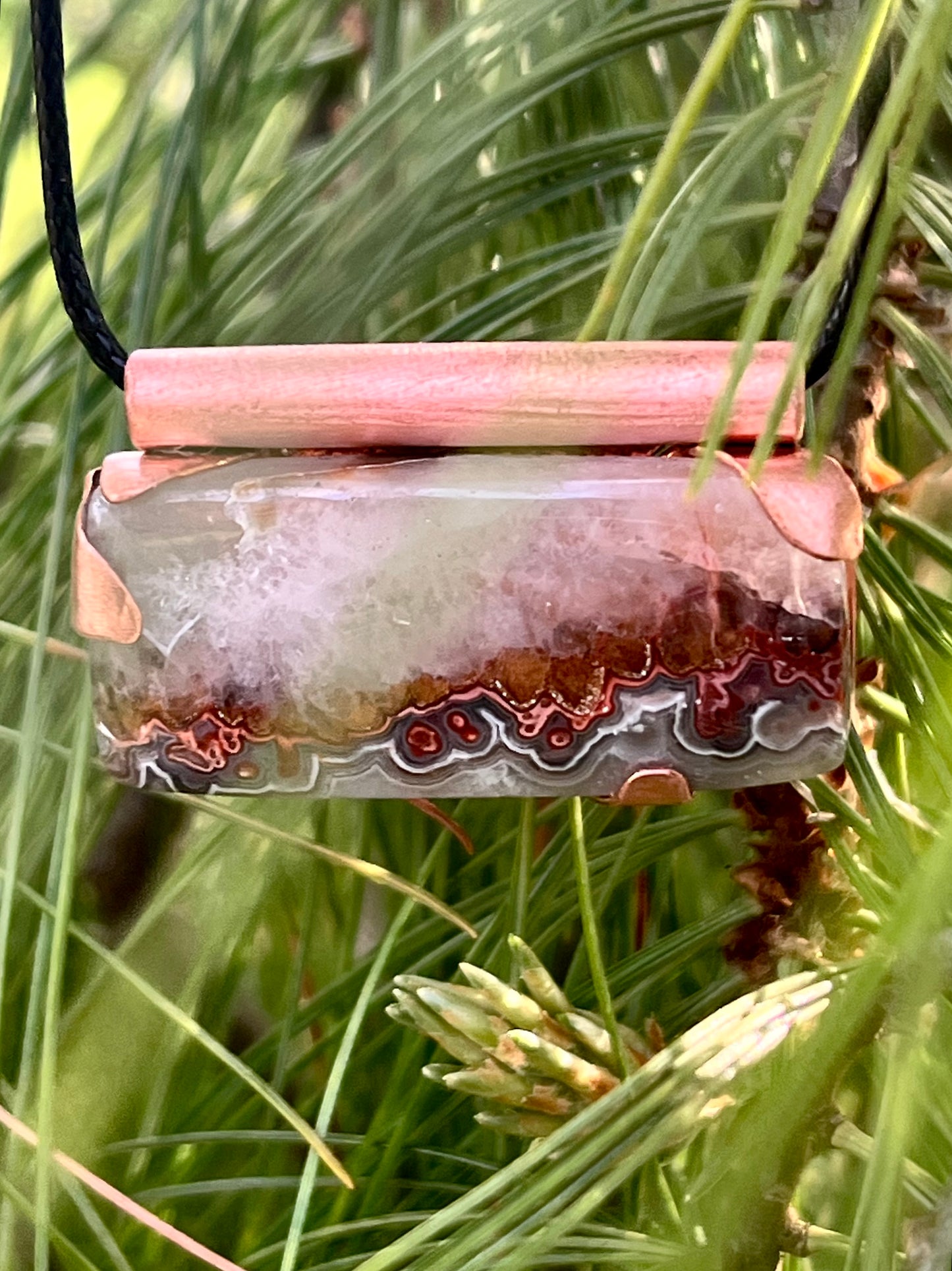 Canyon Floor Pendant — Crazy Lace Agate Copper Necklace