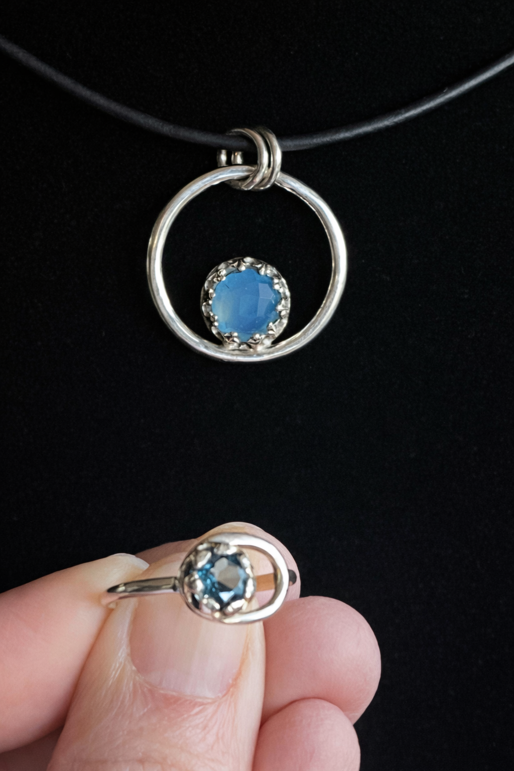Blue Moon Cradle Ring — London Blue Topaz + Sterling Silver