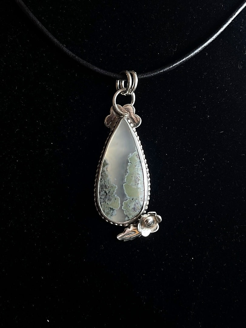 Moss Agate, Sterling Silver, Handmade Pendant (Matching Earrings and Ring Available)