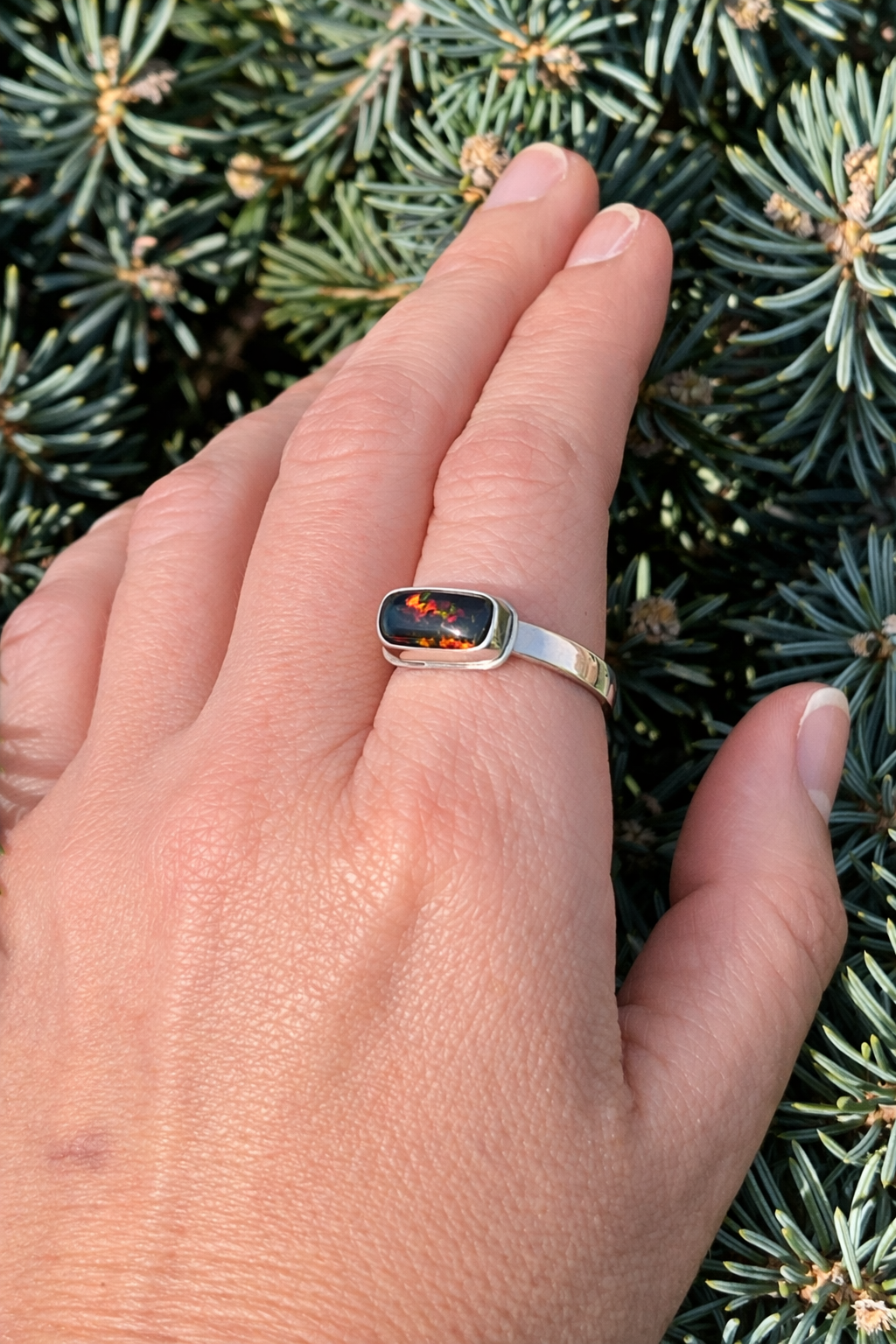 Smoked Welo Opal Ring in Sterling Silver | Handmade Statement Ring | Fire Opal Ring | Unique Gift for Her