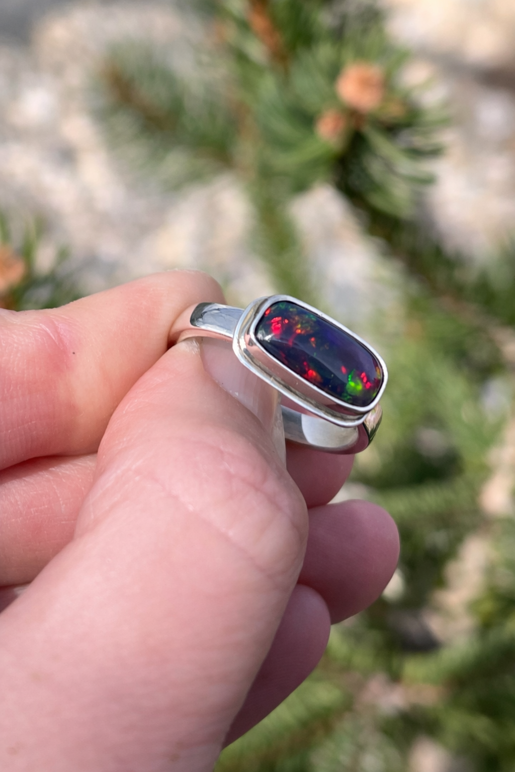 Smoked Welo Opal Ring in Sterling Silver | Handmade Statement Ring | Fire Opal Ring | Unique Gift for Her