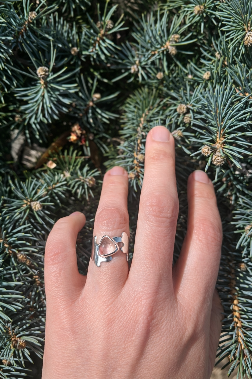 Rose Quartz Ring in Sterling Silver | Handmade Statement Ring | Pink Stone Ring | Unique Gift for Her