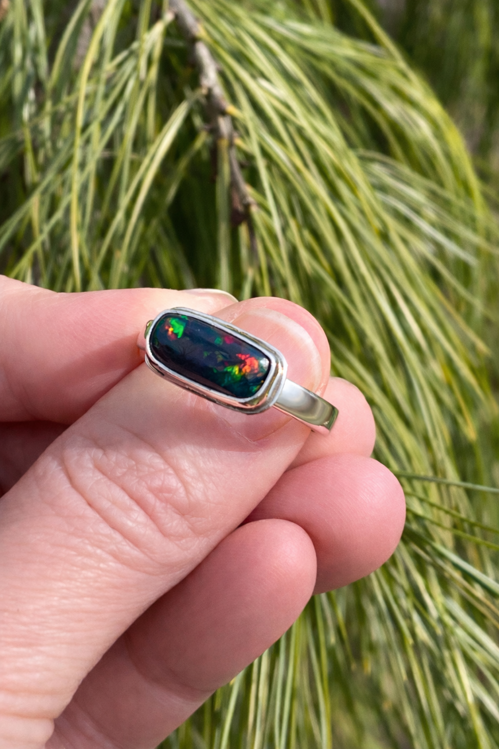 Smoked Welo Opal Ring in Sterling Silver | Handmade Statement Ring | Fire Opal Ring | Unique Gift for Her