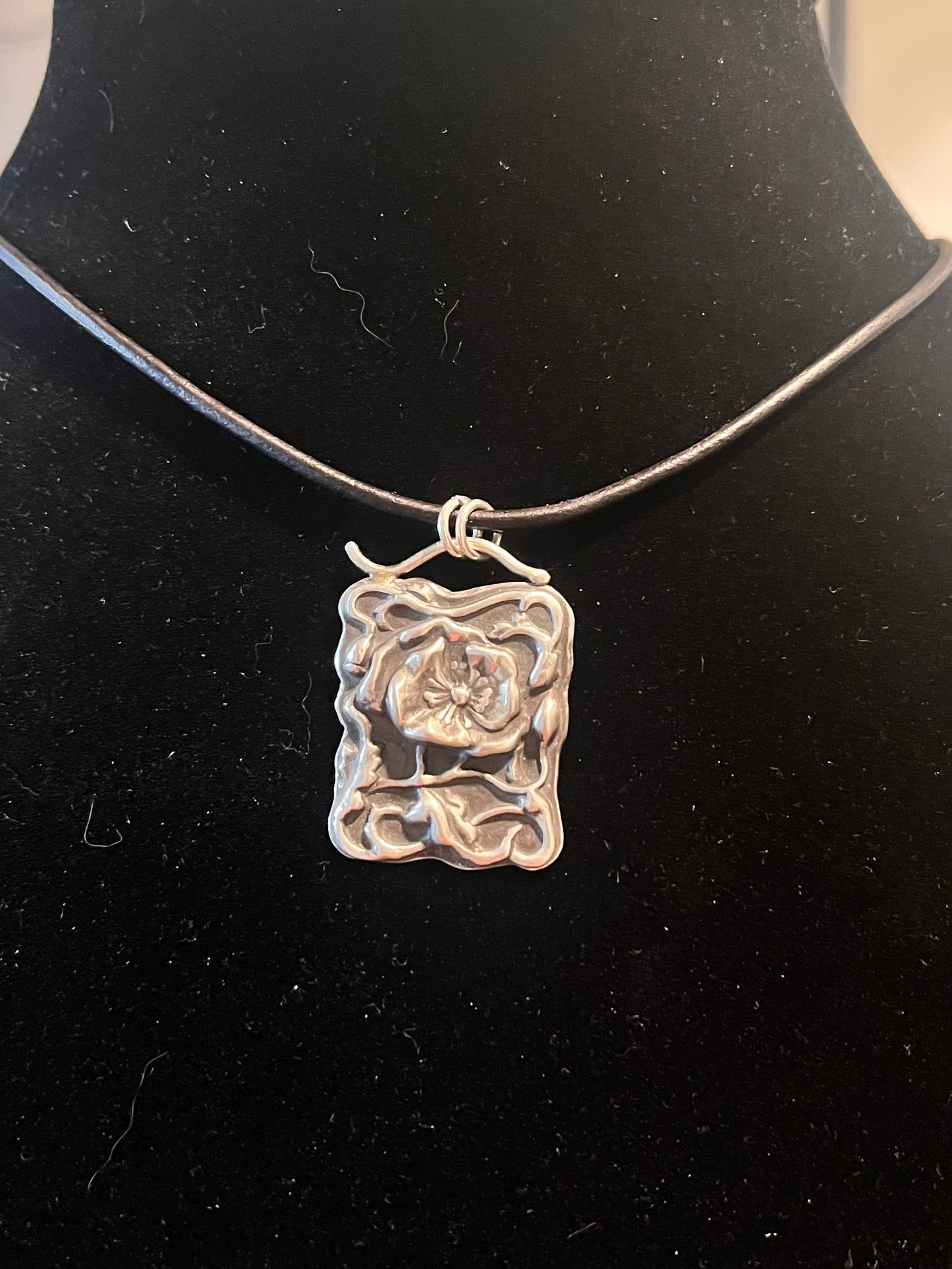Midnight Garden Pendant — Art Nouveau Pressed Sterling Silver Necklace