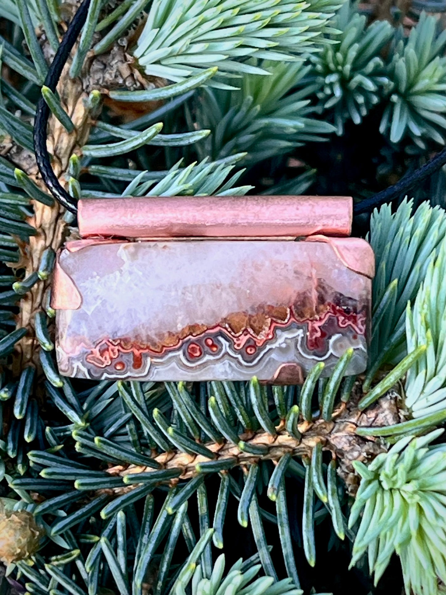 Canyon Floor Pendant — Crazy Lace Agate Copper Necklace