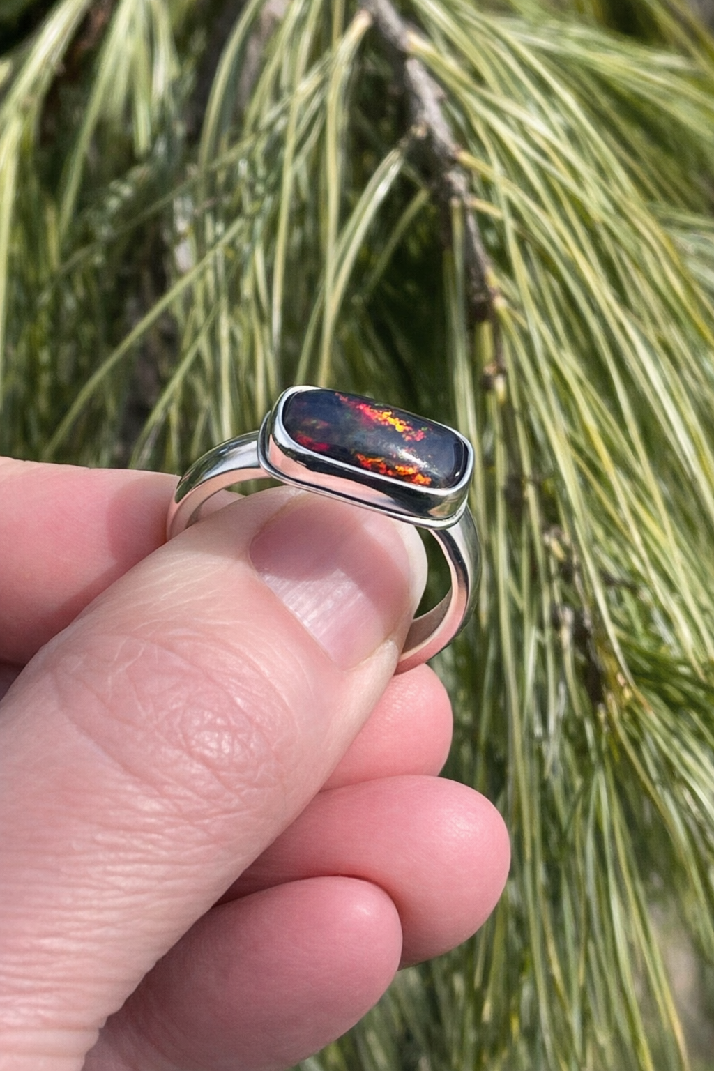 Smoked Welo Opal Ring in Sterling Silver | Handmade Statement Ring | Fire Opal Ring | Unique Gift for Her