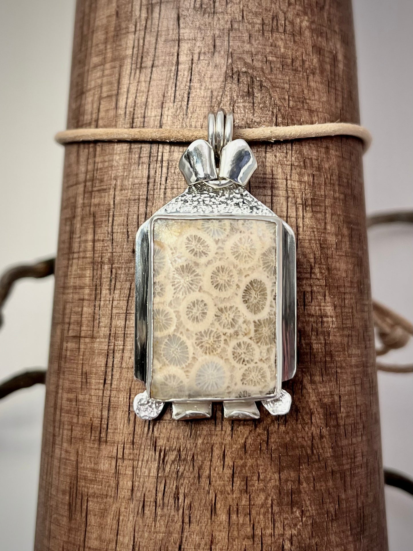 Fossil Coral Pendant – Sterling Silver, One of a Kind