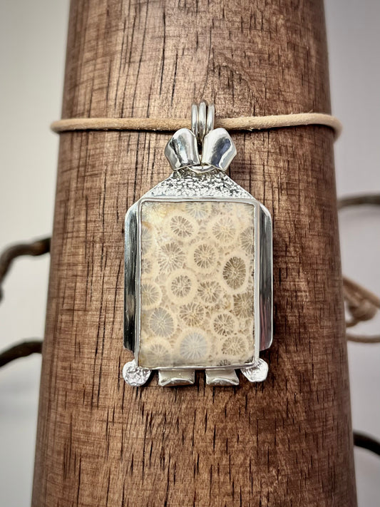 Fossil Coral Pendant – Sterling Silver, One of a Kind