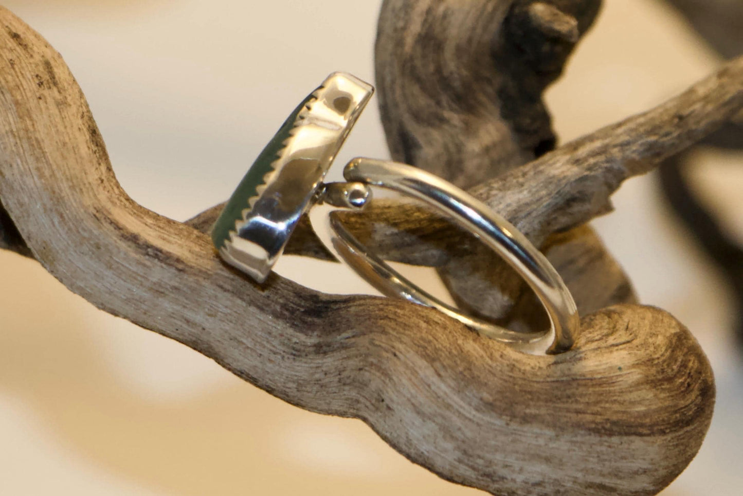 Sea Glass Sterling Silver Ring, Adjustable Band, Beachy Minimalist Ring Size +/- 6.5