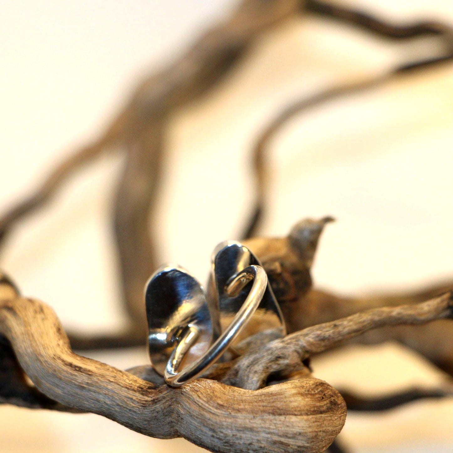 Split Bezel Sea Glass Ring, Sterling Silver Semi-Adjustable Band (Size between 7.75-9)