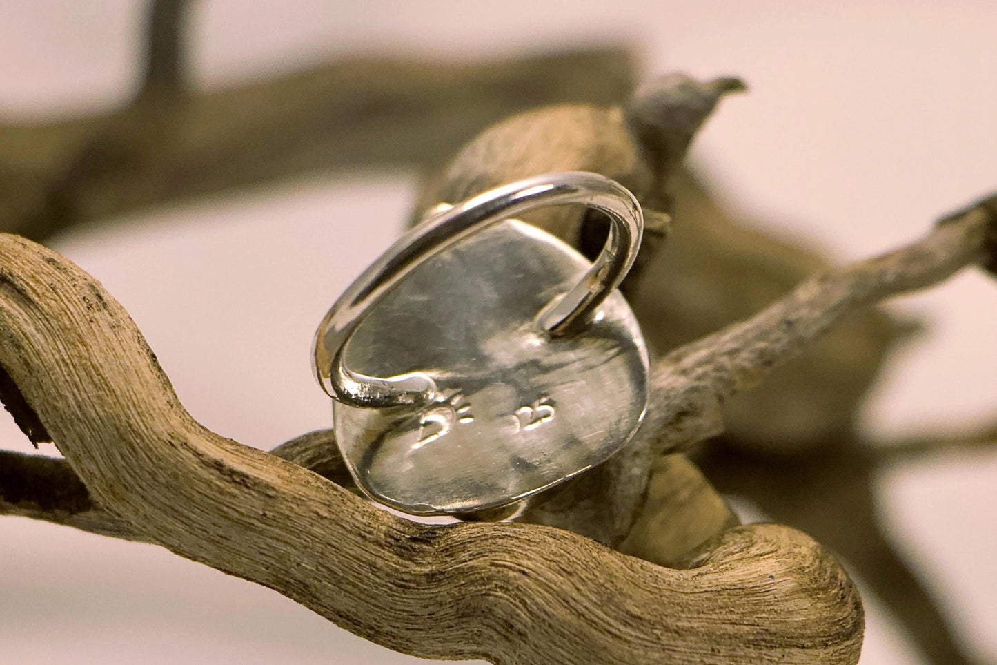 Larimar Ring in Sterling Silver | Handmade Floral Blue Stone Ring | Boho Gift for Her | Size 6.5/7