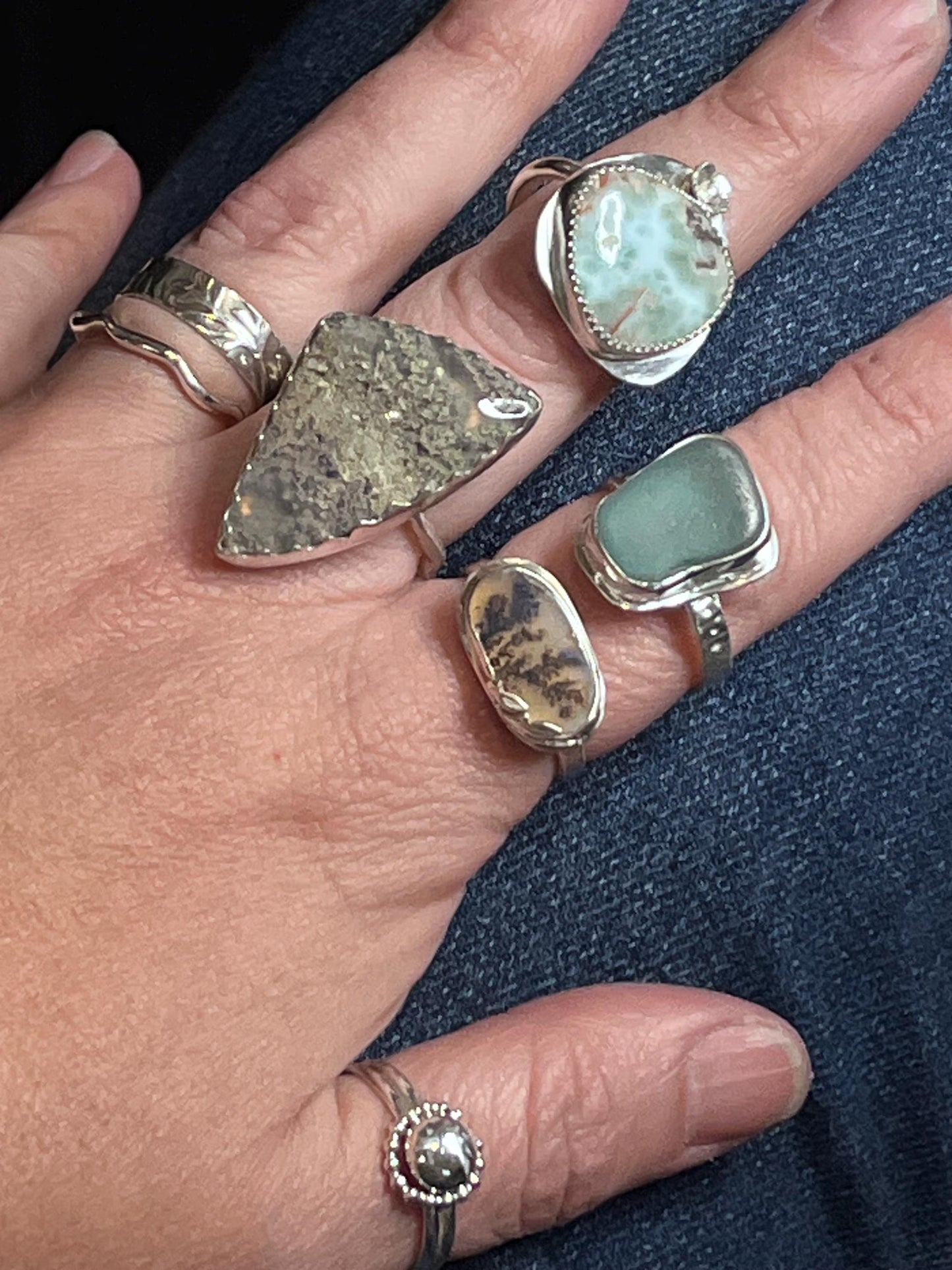 Frozen Forest Ring — Handmade Sterling Silver Dendritic Agate Ring