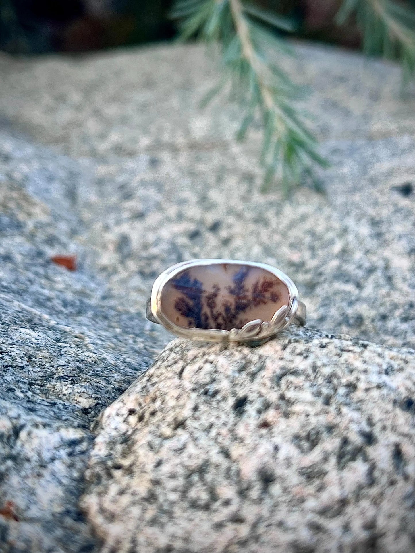 Frozen Forest Ring — Handmade Sterling Silver Dendritic Agate Ring