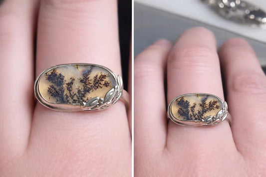 Frozen Forest Ring — Handmade Sterling Silver Dendritic Agate Ring