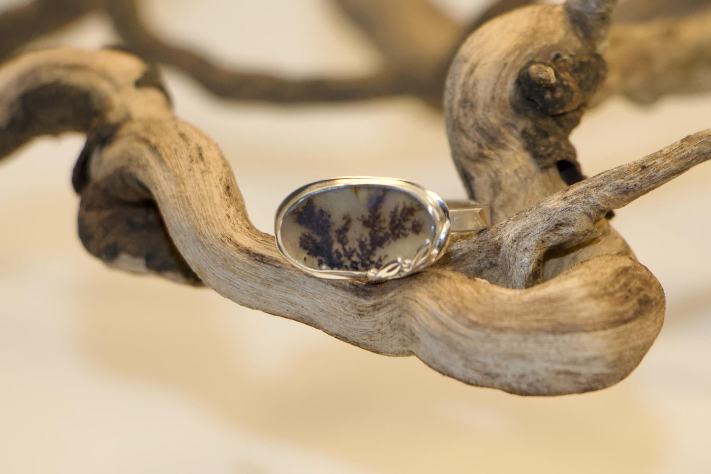 Frozen Forest Ring — Handmade Sterling Silver Dendritic Agate Ring